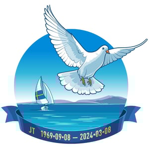 Illustrated artwork of pilot and co-pilot in cockpit looking back and giving a thumbs-up